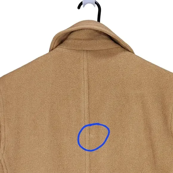 J Crew Pea Coat sz M Women Camel Beige Wool‎ Lined Double Breasted Pockets READ - Picture 11 of 14